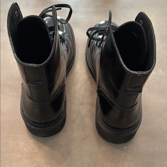 😎 All Saints Glossy Black Lace-Up Boots