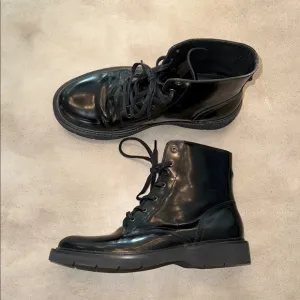 😎 All Saints Glossy Black Lace-Up Boots