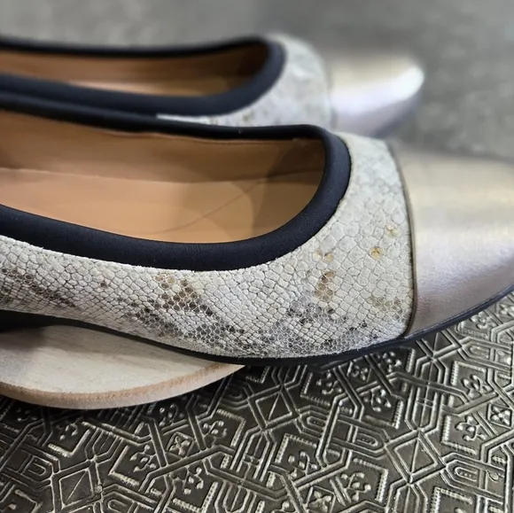 🐢 Clarks Unstructured Darcy Cap Snake Leather Ballet flats women's size 10