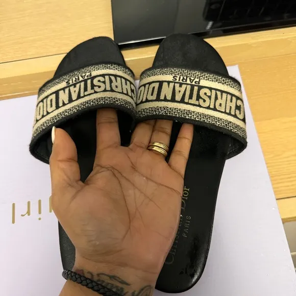 - Dior Black and Tan Men's Slides