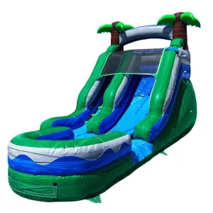 12' Tropical Waterslide with Pool in Green and Blue
