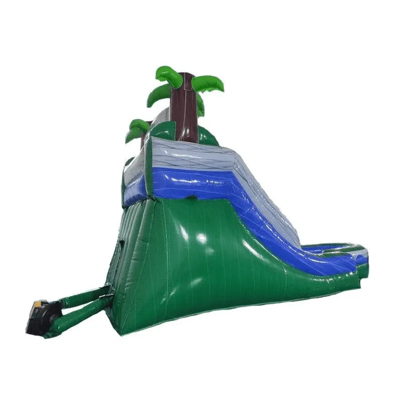 12' Tropical Waterslide with Pool in Green and Blue