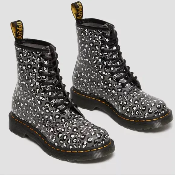 1460 WOMEN'S LEOPARD SMOOTH LEATHER LACE UP BOOTS