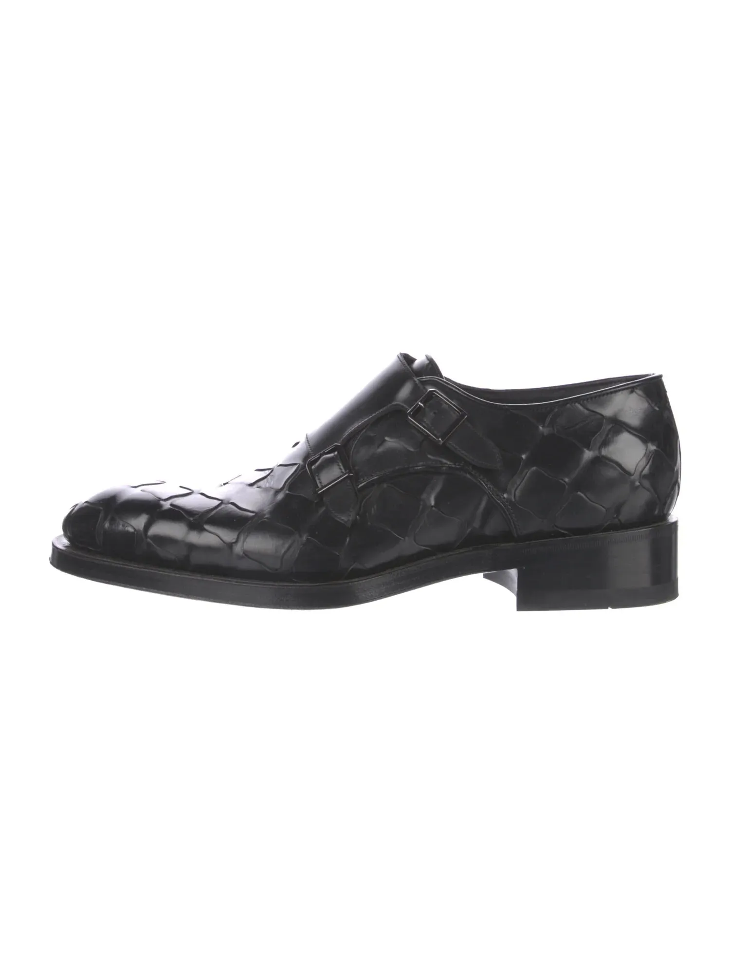 $1,595 SANTONI - "GOODYEAR WELT” *DIZZIER* Black Monk Strap Loafers - 10US