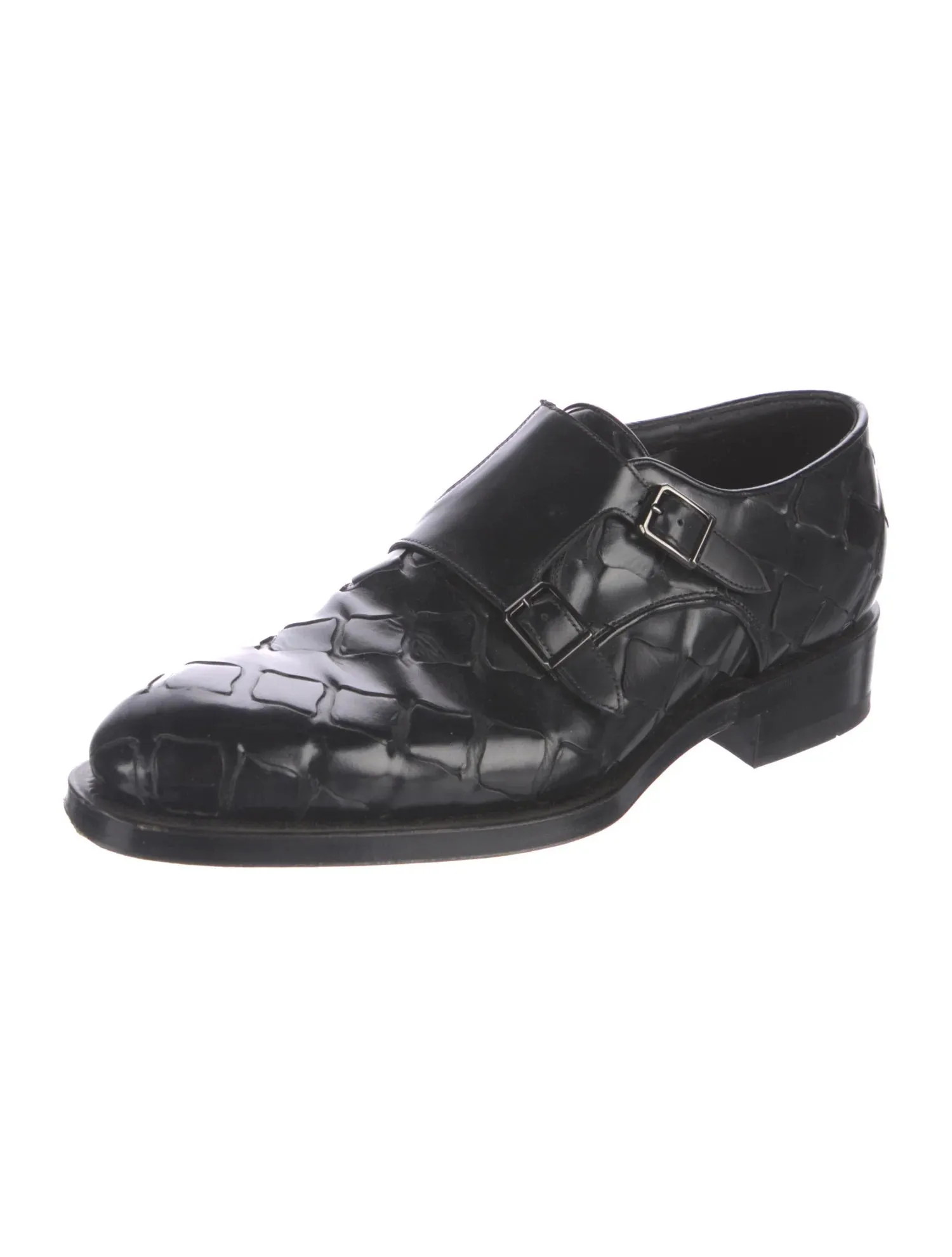 $1,595 SANTONI - "GOODYEAR WELT” *DIZZIER* Black Monk Strap Loafers - 10US