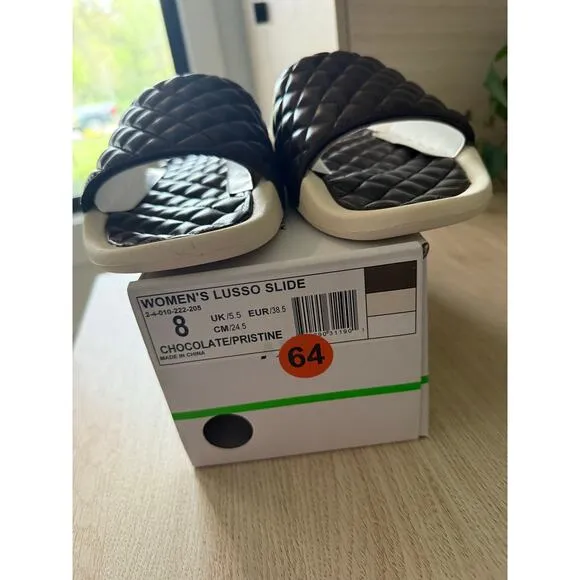 $220 New APL Lusso Leather Slides - Chocolate - 8