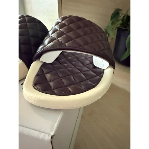 $220 New APL Lusso Leather Slides - Chocolate - 8
