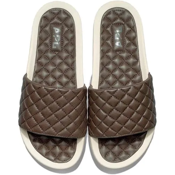 $220 New APL Lusso Leather Slides - Chocolate - 8