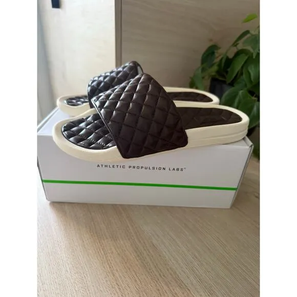 $220 New APL Lusso Leather Slides - Chocolate - 8