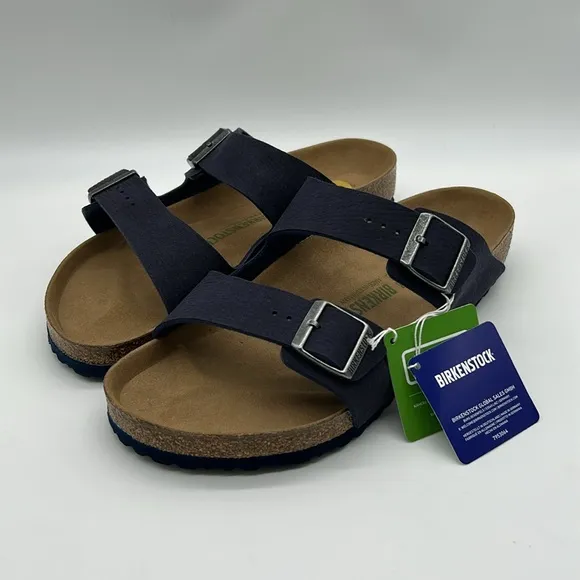2377- Birkenstock Dark Purple Double Strap Vegan Sandals Men’s Size 12 NWT