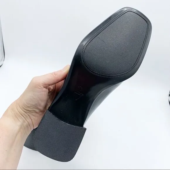 27 EDIT Tayla Loafers Black with Brushed Nickel Accent Chunky Heel