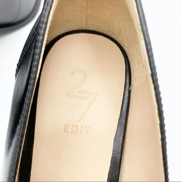 27 EDIT Tayla Loafers Black with Brushed Nickel Accent Chunky Heel
