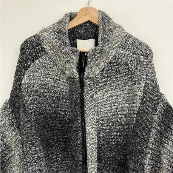 3.1 Phillip Lim Wool Alpaca Chunky Heavy Knit Zip Front Tunic Cardigan - Small
