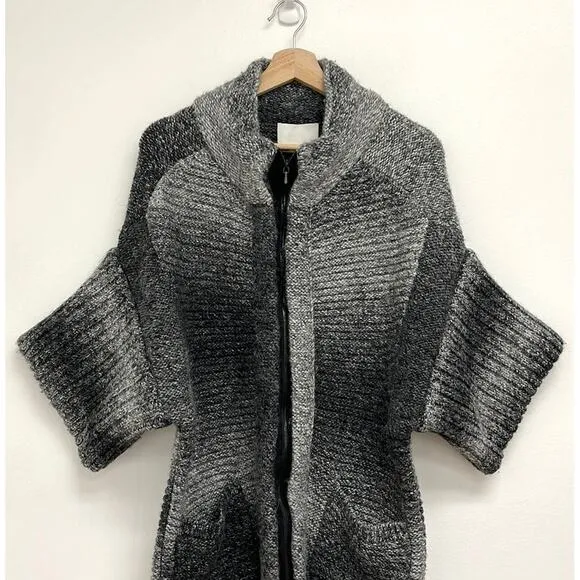 3.1 Phillip Lim Wool Alpaca Chunky Heavy Knit Zip Front Tunic Cardigan - Small