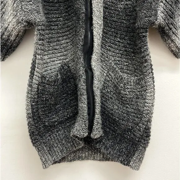 3.1 Phillip Lim Wool Alpaca Chunky Heavy Knit Zip Front Tunic Cardigan - Small