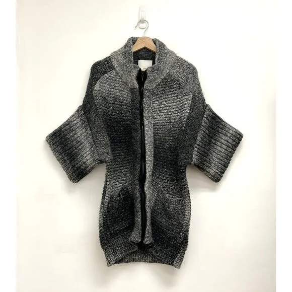 3.1 Phillip Lim Wool Alpaca Chunky Heavy Knit Zip Front Tunic Cardigan - Small