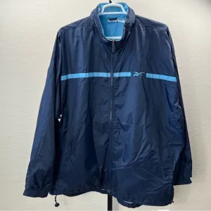 #47 Vintage 90s Men’s Reebok Windbreaker Navy Track Jacket Running Coat football