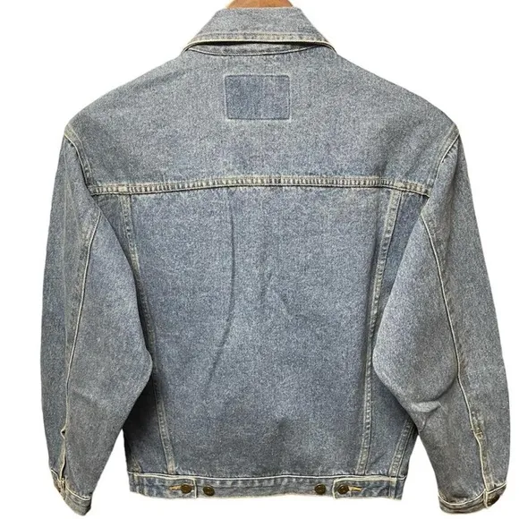 80s 90s Retro Style Vintage blue denim casual stylish Jean jacket with pockets