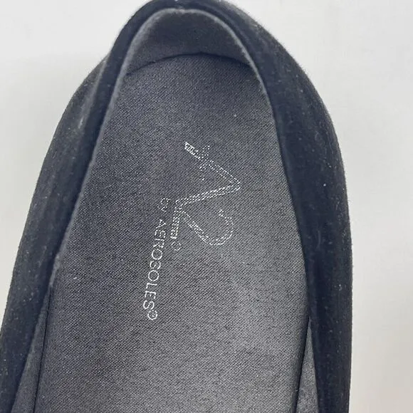 A2 By Aerosoles Women's Trend Book Black Flats Size 10M Decorative Metal Accent