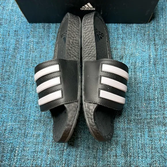 Adidas Adilette Boost Slide Sandals in Black White
