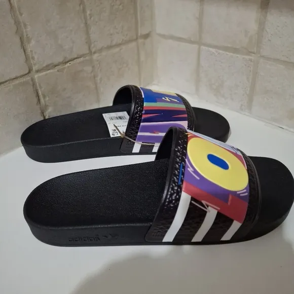 Adidas Adilette Pride Slide Sandals Black Size 12 NWT