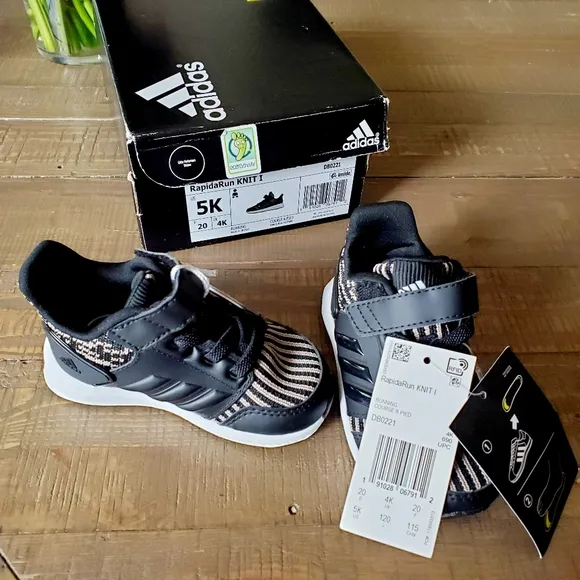 Adidas Baby Black Rapidarun Knit I Sneaker Toddler Shoe 5K