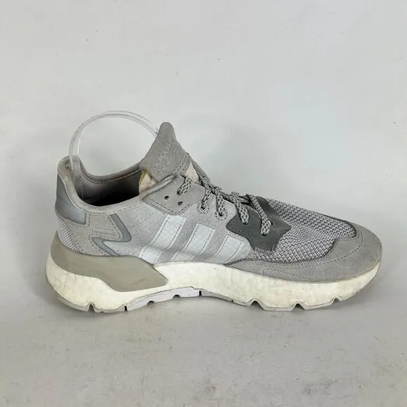 Adidas Nite Jogger Sneakers Womens 8.5 Gray Low Top Lace Up Running Shoes DA8692
