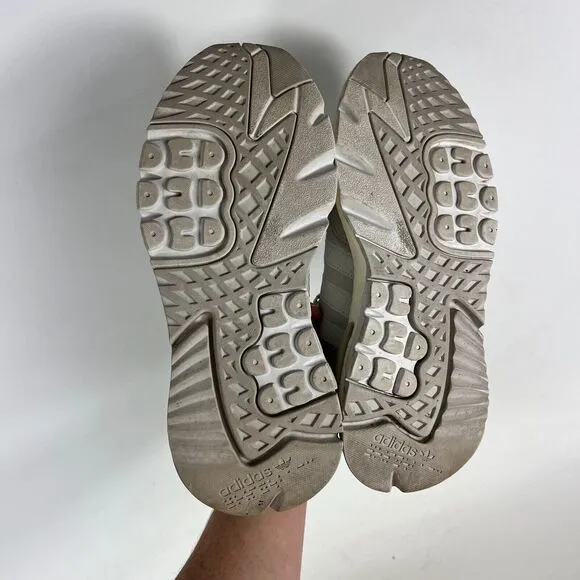 Adidas Nite Jogger Sneakers Womens 8.5 Gray Low Top Lace Up Running Shoes DA8692