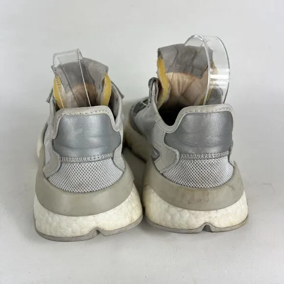 Adidas Nite Jogger Sneakers Womens 8.5 Gray Low Top Lace Up Running Shoes DA8692