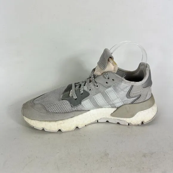 Adidas Nite Jogger Sneakers Womens 8.5 Gray Low Top Lace Up Running Shoes DA8692