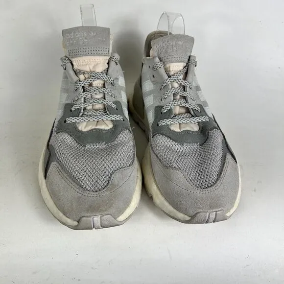 Adidas Nite Jogger Sneakers Womens 8.5 Gray Low Top Lace Up Running Shoes DA8692