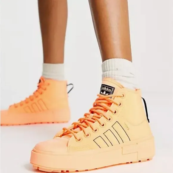 Adidas Nizza Bonega X-Orange-Lace Up High Zip Up Sneakers - Women's Size 9 NEW