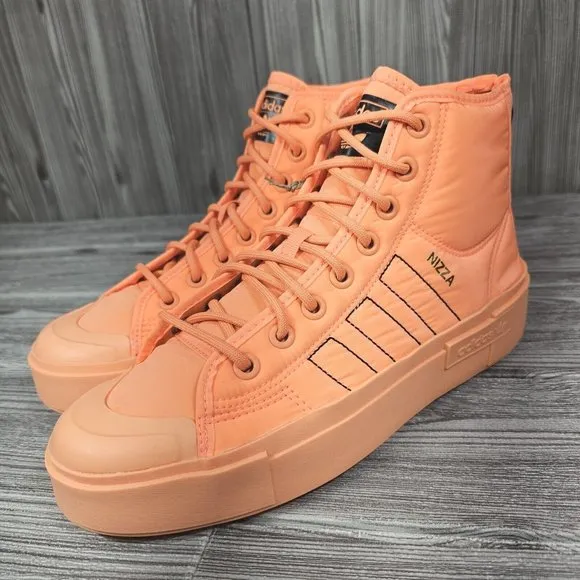 Adidas Nizza Bonega X-Orange-Lace Up High Zip Up Sneakers - Women's Size 9 NEW