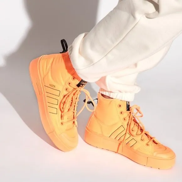 Adidas Nizza Bonega X-Orange-Lace Up High Zip Up Sneakers - Women's Size 9 NEW
