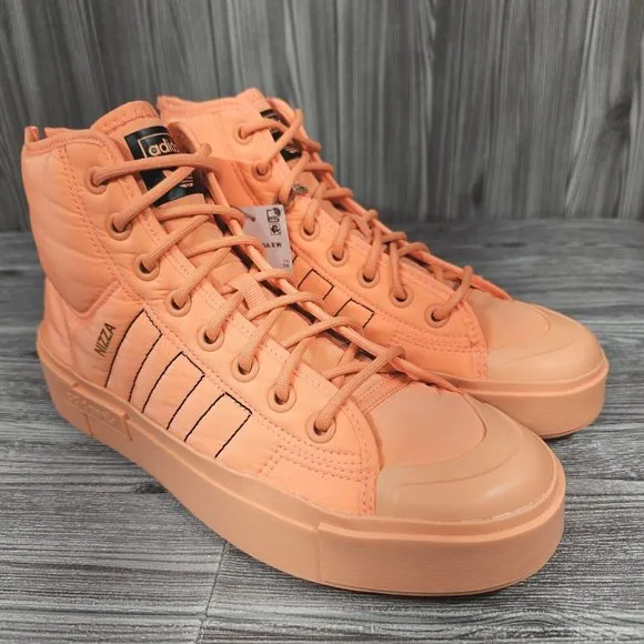 Adidas Nizza Bonega X-Orange-Lace Up High Zip Up Sneakers - Women's Size 9 NEW