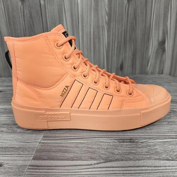 Adidas Nizza Bonega X-Orange-Lace Up High Zip Up Sneakers - Women's Size 9 NEW
