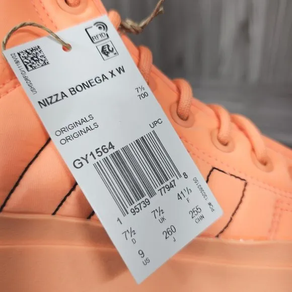 Adidas Nizza Bonega X-Orange-Lace Up High Zip Up Sneakers - Women's Size 9 NEW