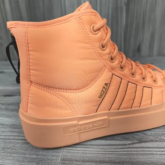 Adidas Nizza Bonega X-Orange-Lace Up High Zip Up Sneakers - Women's Size 9 NEW