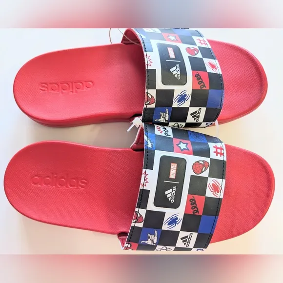 ADIDAS X DISNEY Spiderman, Kids' Adilette Comfort Slides. Various Sizes.