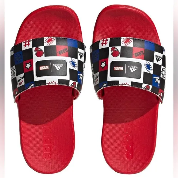 ADIDAS X DISNEY Spiderman, Kids' Adilette Comfort Slides. Various Sizes.