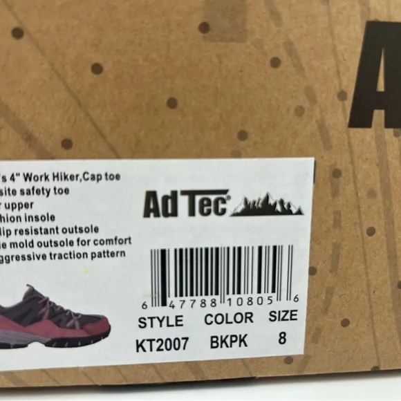 AdTec Terrain Work Outdoor Sneakers Women Safety Toe Sz 8 Pink Black