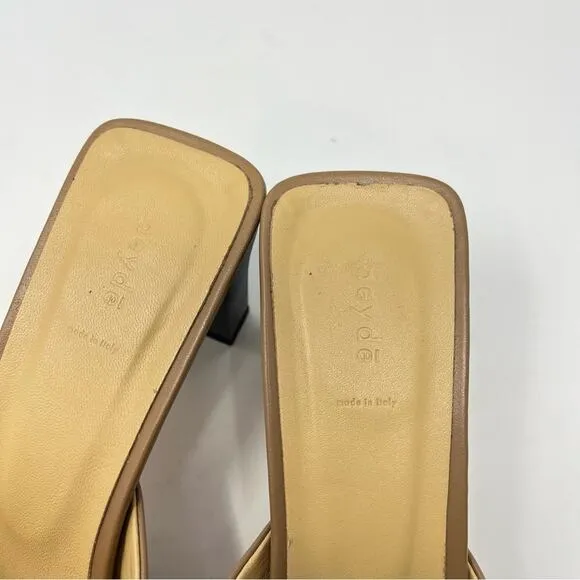 Aedye Katti Mules Hazelnut Brown Leather Heeled Sandals Womens Size 39 / US 8