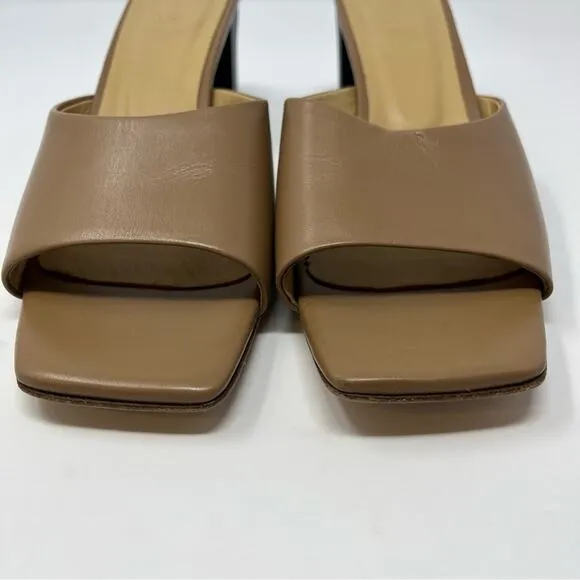 Aedye Katti Mules Hazelnut Brown Leather Heeled Sandals Womens Size 39 / US 8