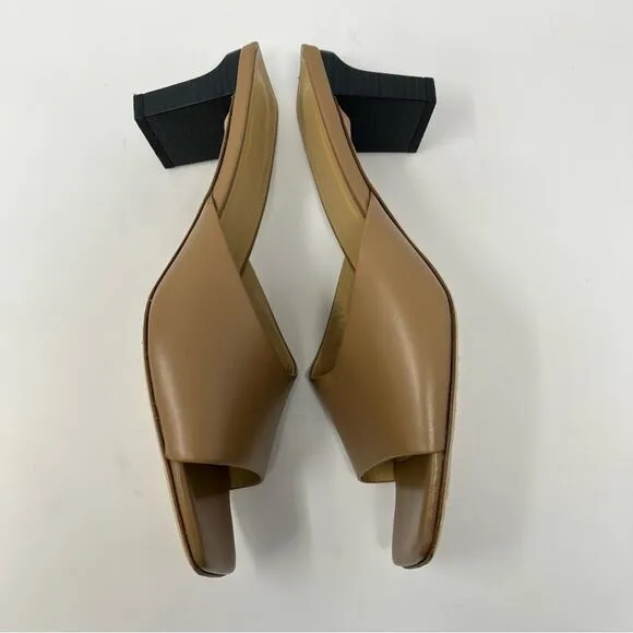 Aedye Katti Mules Hazelnut Brown Leather Heeled Sandals Womens Size 39 / US 8