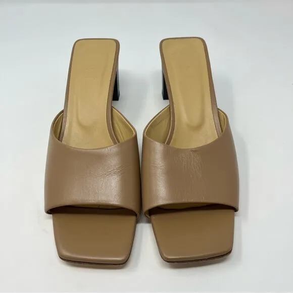 Aedye Katti Mules Hazelnut Brown Leather Heeled Sandals Womens Size 39 / US 8