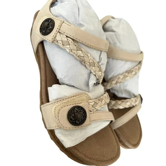 Aetrex Jillian Braided Leather Strap Sandal Supportive &amp; Stylish SZ 6-6.5 / 36.5