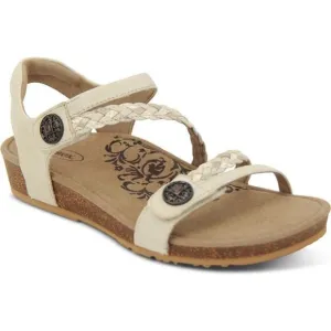 Aetrex Jillian Braided Leather Strap Sandal Supportive &amp; Stylish SZ 6-6.5 / 36.5
