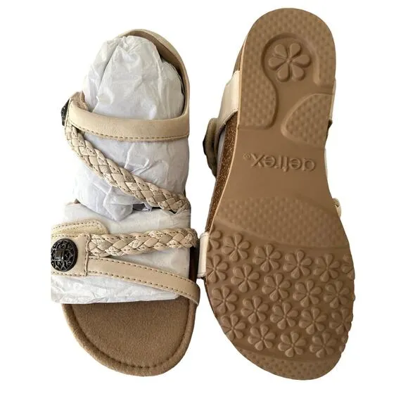 Aetrex Jillian Braided Leather Strap Sandal Supportive &amp; Stylish SZ 6-6.5 / 36.5