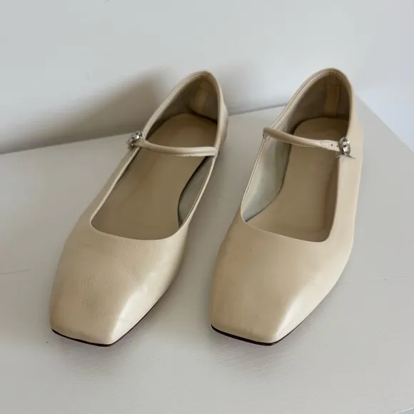 Aeyde 41 Uma White Creamy Nappa Leather Mary Jane Flats