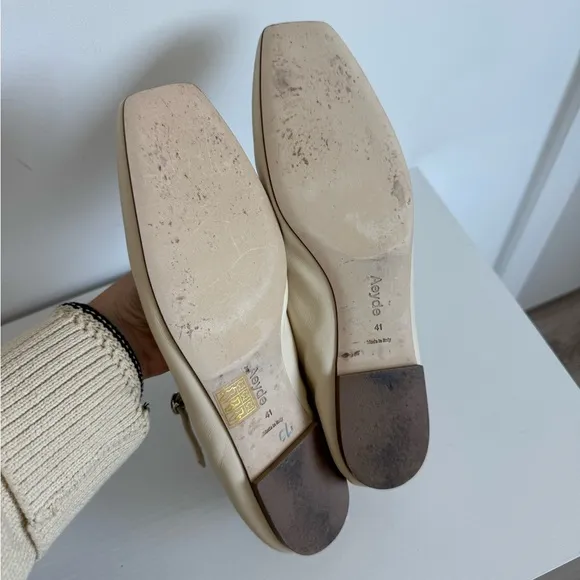 Aeyde 41 Uma White Creamy Nappa Leather Mary Jane Flats